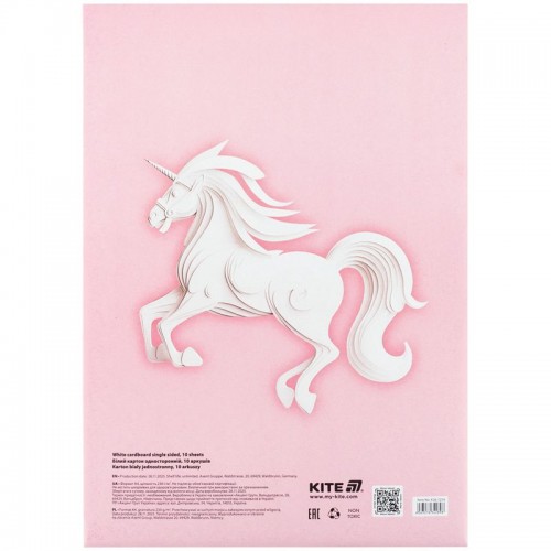 Картон білий односторонній А4 (10арк), папка, Kite (Kite)