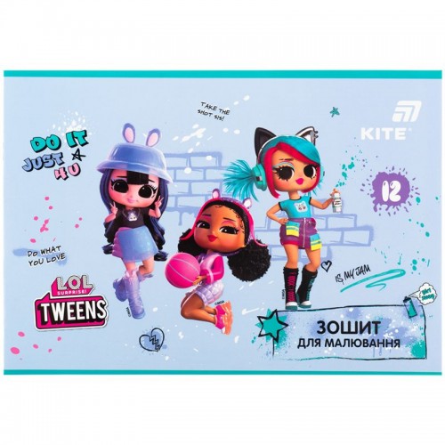 Зошит для малювання, 12 арк., скоба, гібр. лак + УФ лак, LO (Kite)