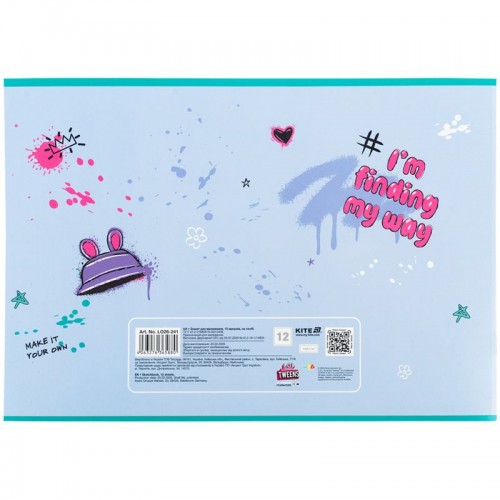 Зошит для малювання, 12 арк., скоба, гібр. лак + УФ лак, LO (Kite)