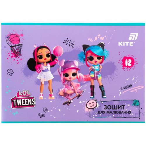 Зошит для малювання, 12 арк., скоба, гібр. лак + УФ лак, LO (Kite)