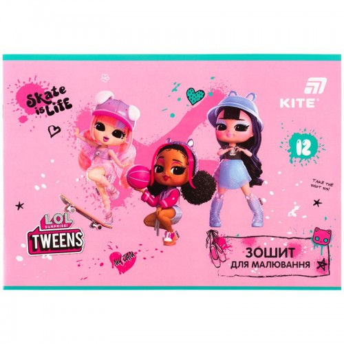 Зошит для малювання, 12 арк., скоба, гібр. лак + УФ лак, LO (Kite)