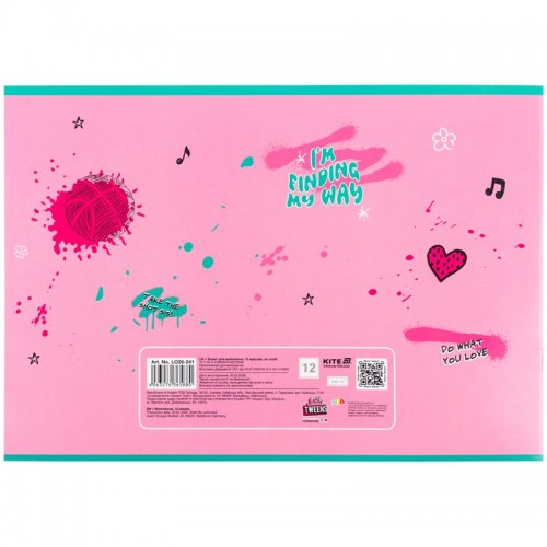 Зошит для малювання, 12 арк., скоба, гібр. лак + УФ лак, LO (Kite)