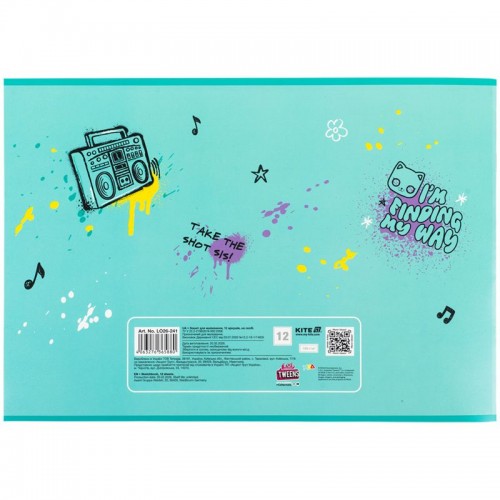 Зошит для малювання, 12 арк., скоба, гібр. лак + УФ лак, LO (Kite)