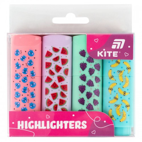 Маркер Highlighter, Kite, набір 4-х, пастель (Kite)