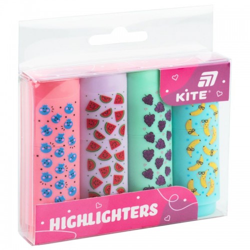 Маркер Highlighter, Kite, набір 4-х, пастель (Kite)