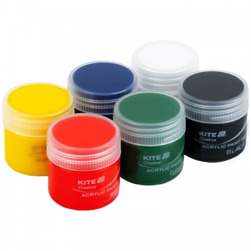 Фарби акрилові для тканини, 6 кольорів, 20 мл, Kite Creative (Kite)