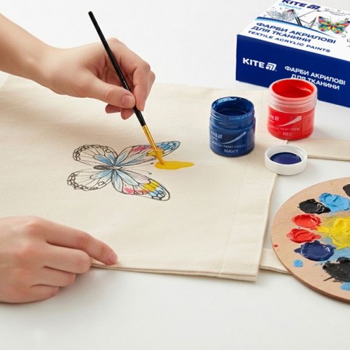 Фарби акрилові для тканини, 6 кольорів, 20 мл, Kite Creative (Kite)