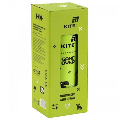 Термочашка з трубочкою, 500мл, Game over (Kite)