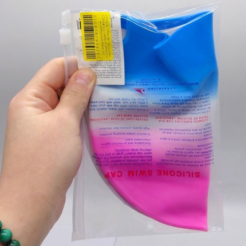 Шапочка для плавания силиконовая, в пакете (КРАСНО-РАДУЖНАЯ) (MiC)