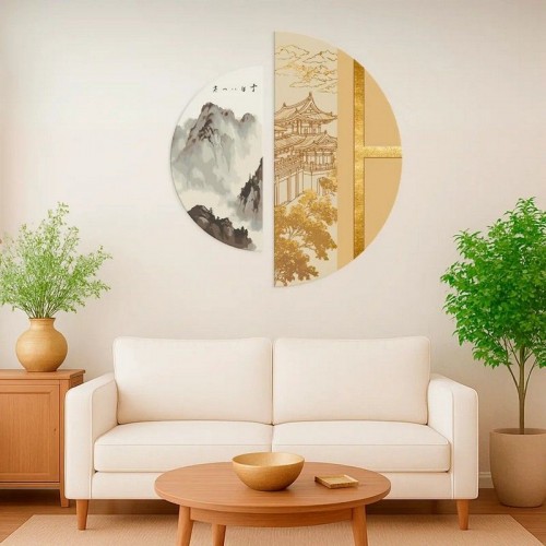 Картина по номерам с красками металлик "Японский дух" (полукруга 50 см, 70 см) (Origami)