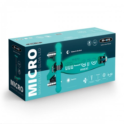 Самокат Micro серії Maxi Deluxe Glow LED – Желейний зелений (Micro)