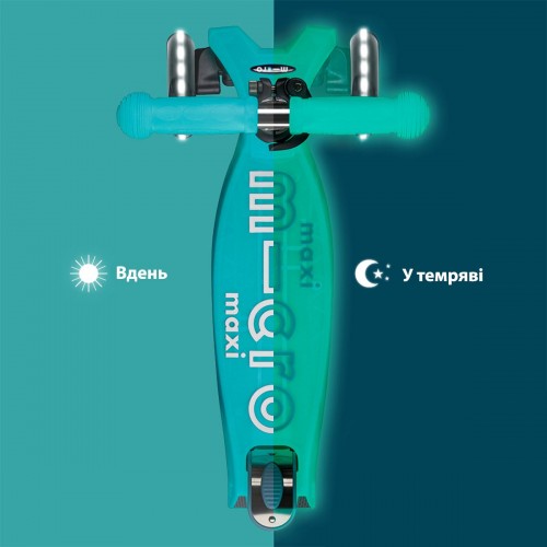 Самокат Micro серії Maxi Deluxe Glow LED – Желейний зелений (Micro)