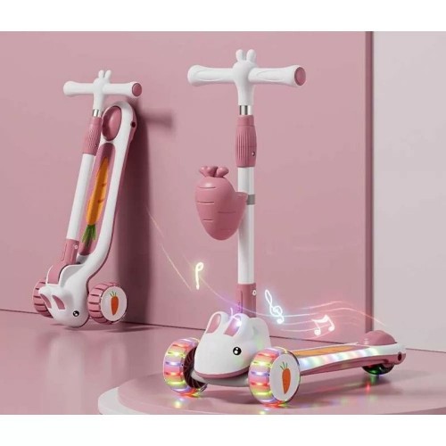 Самокат триколісний "Skyper" (колеса PU 125х40мм зі світлом, озвучування та підсвічування платформи, кермо складне, кошик) (Skyper)