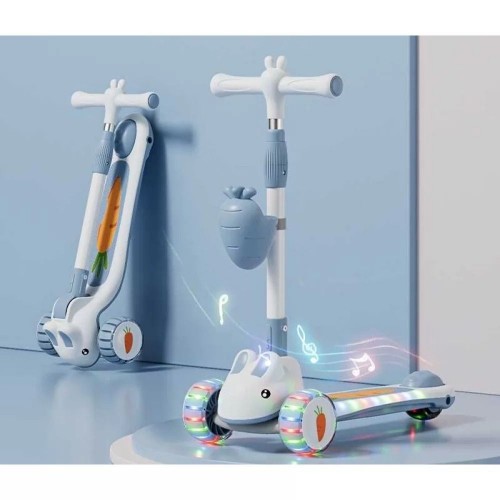 Самокат триколісний "Skyper" (колеса PU 125х40мм зі світлом, озвучування та підсвічування платформи, кермо складне, кошик) (Skyper)