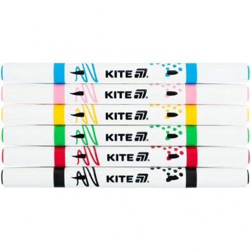 Маркеры акриловые двухсторонние "Kite Creative", 6 цветов (Kite)