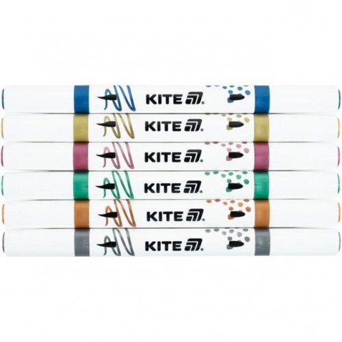 Маркеры акриловые двухсторонние "Kite Creative металлик", 6 цветов (Kite)