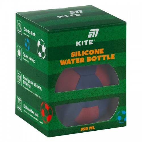 Силіконова пляшка для води, 550 мл, червоно-синя (Kite)
