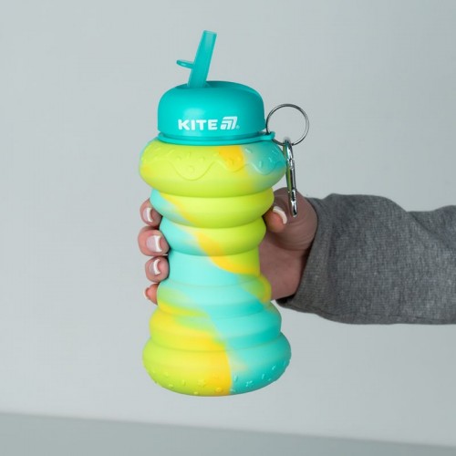 Силіконова пляшка для води, 600 мл, бірюзова (Kite)
