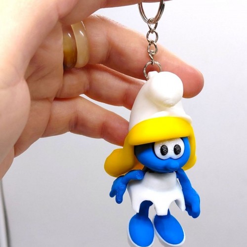 Брелок (3d печать) "SMURF SMURFETKA \ Смурфики", 8.5 см (MiC)