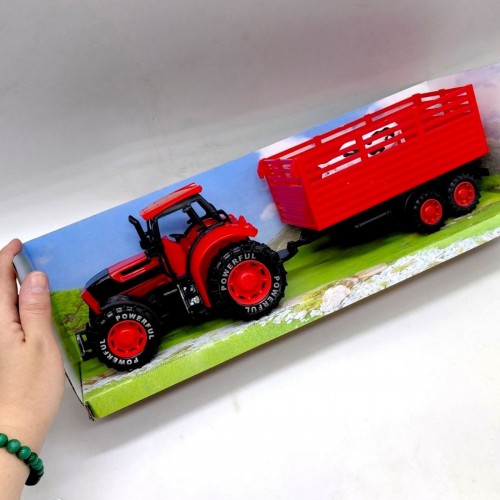 Трактор инерционный с прицепом, в коробке р.44,5x12x14,5 см (YG Toys)