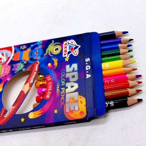 Кольорові олівці з гумкою, 12 шт., SG0018 (SGA toys)