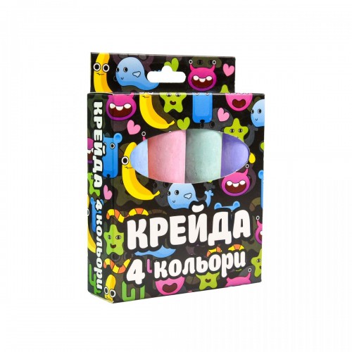 Крейда Велика кругла - 4 штуки, різнокольорова (Strateg)