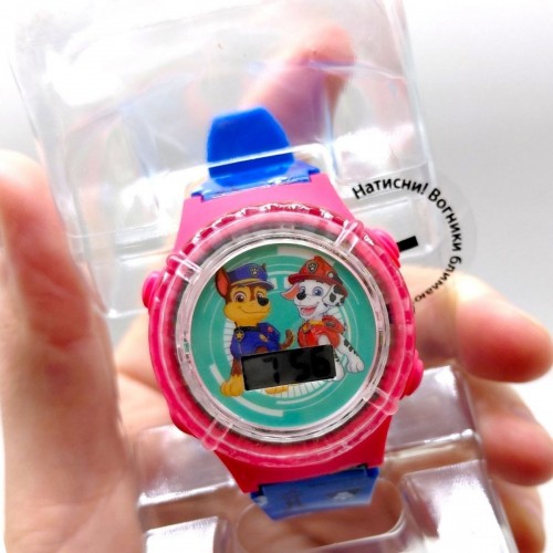 Дитячий годинник Paw Patrol / Щенячий патруль зі світлом, короб. 6*6*12см дисплей бокс (MiC)