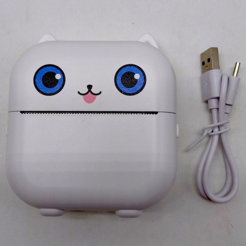 Принтер, Bluetooth, вбудований акумулятор, type-C, чорно-білий друк, додаток, 1 рулон термопаперу, в коробці (БІЛИЙ) (MiC)