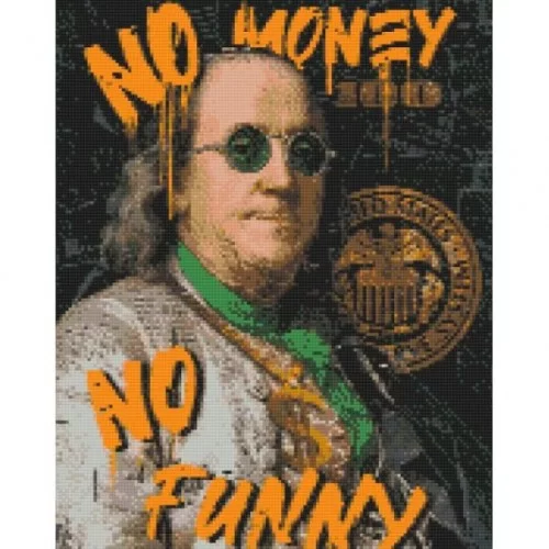 Алмазна мозаїка "Франклін. No money no funny" 40х50 см (Origami)